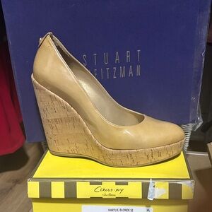 Stuart Weitzman Beige Cork Wedge Shoes